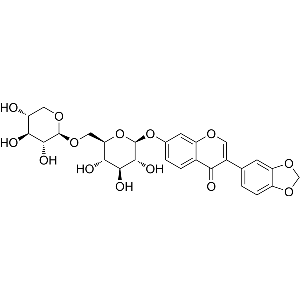 Pseudobatigenin-7-O-β-D-xylopyranosyl(1→6)-β-D-glucopyranosid Structure