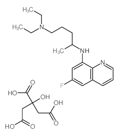 N,N-diethyl-N-(6-fluoroquinolin-8-yl)pentane-1,4-diamine; 2-hydroxypropane-1,2,3-tricarboxylic acid结构式