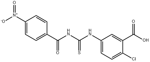 2-chloro-5-[[[(4-nitrobenzoyl)amino]thioxomethyl]amino]-benzoic acid结构式