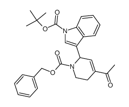 tert-butyl 3-(4-acetyl-1-((benzyloxy)carbonyl)-1,2,5,6-tetrahydropyridin-2-yl)-1H-indole-1-carboxylate结构式