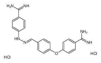 4-[(2Z)-2-[[4-(4-carbamimidoylphenoxy)phenyl]methylidene]hydrazinyl]benzenecarboximidamide,dihydrochloride结构式