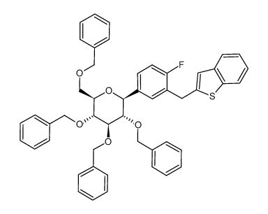 (1S)-1,5-anhydro-1-[3-(1-benzothiophen-2-ylmethyl)-4-fluorophenyl]-2,3,4,6-tetra-O-benzyl-D-glucitol结构式