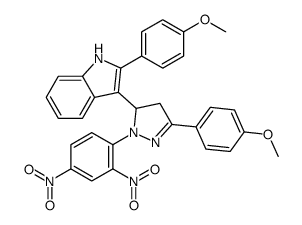 1H-Indole, 3-(4,5-dihydro-1-(2,4-dinitrophenyl)-3-(4-methoxyphenyl)-1H-pyrazol-5-yl)-2-(4-methoxyphenyl)- structure