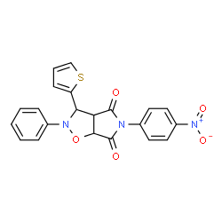 5-(4-nitrophenyl)-2-phenyl-3-(thiophen-2-yl)tetrahydro-4H-pyrrolo[3,4-d]isoxazole-4,6(5H)-dione结构式