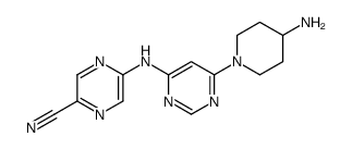 5-[[6-(4-aminopiperidin-1-yl)pyrimidin-4-yl]amino]pyrazine-2-carbonitrile结构式