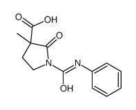 3-methyl-2-oxo-1-(phenylcarbamoyl)pyrrolidine-3-carboxylic acid Structure