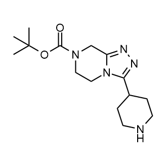 叔丁基3-(哌啶-4-基)-5,6-二氢-[1,2,4]三唑并[4,3-a]吡嗪-7(8H)-羧酸酯结构式