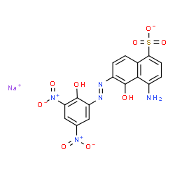 sodium 4-amino-5-hydroxy-6-[(2-hydroxy-3,5-dinitrophenyl)azo]naphthalene-1-sulphonate structure