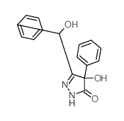 4-hydroxy-5-(hydroxy-phenyl-methyl)-4-phenyl-2H-pyrazol-3-one结构式