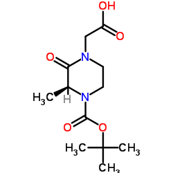 [(3S)-3-Methyl-4-{[(2-methyl-2-propanyl)oxy]carbonyl}-2-oxo-1-piperazinyl]acetic acid structure