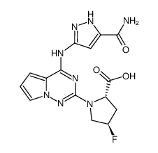 (2S,4R)-1-(4-(5-carbamoyl-1H-pyrazol-3-ylamino)pyrrolo[1,2-f][1,2,4]triazin-2-yl)-4-fluoropyrrolidine-2-carboxylic acid Structure