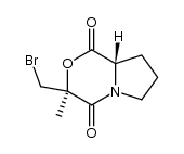 3(S)-(bromomethyl)-3(S)-methyl-1,4-dioxo-3,4,6,7,8,8a(S)-hexahydro-1H-pyrrolo[2,1-c][1,4]oxazine结构式