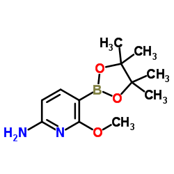 6-Methoxy-5-(4,4,5,5-tetramethyl-1,3,2-dioxaborolan-2-yl)-2-pyridinamine Structure