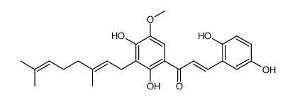 (E)-3-(2,5-Dihydroxyphenyl)-1-[3-[(2E)-3,7-dimethyl-2,6-octadienyl]-2,4-dihydroxy-5-methoxyphenyl]-2-propen-1-one结构式