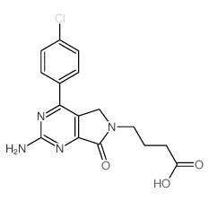 4-[3-amino-5-(4-chlorophenyl)-9-oxo-2,4,8-triazabicyclo[4.3.0]nona-1,3,5-trien-8-yl]butanoic acid structure