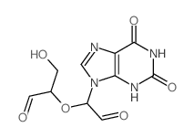 2-[1-(2,6-dioxo-3H-purin-9-yl)-2-oxo-ethoxy]-3-hydroxy-propanal structure