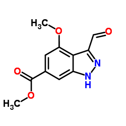 4-METHOXY-3-ALDEHYDE-(1H)INDAZOLE-6-METHYLCARBOXYLATE结构式