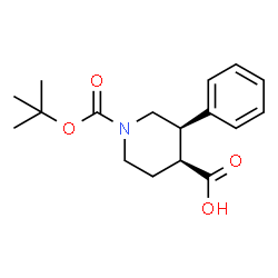 Cis-(3R,4S)-1-(叔-丁氧羰基)-3-苯基哌啶-4-羧酸结构式