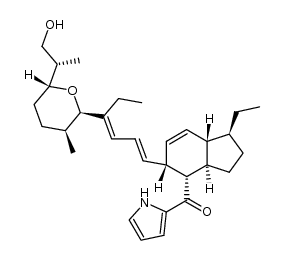 ((1S,3aR,4S,5R,7aS)-1-ethyl-5-((1E,3E)-4-((2R,3S,6R)-6-((S)-1-hydroxypropan-2-yl)-3-methyltetrahydro-2H-pyran-2-yl)hexa-1,3-dien-1-yl)-2,3,3a,4,5,7a-hexahydro-1H-inden-4-yl)(1H-pyrrol-2-yl)methanone结构式