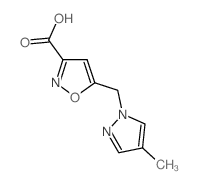 5-[(4-甲基-1H-吡唑-1-基)甲基]异噁唑-3-羧酸结构式