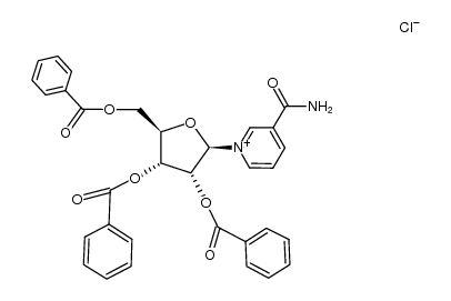 3-carbamoyl-1-(tri-O-benzoyl-β-D-ribofuranosyl)-pyridinium; chloride Structure