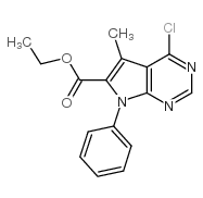 4-氯-5-甲基-7-苯基-7h-吡咯并[2,3-d]嘧啶-6-羧酸乙酯结构式