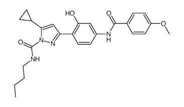 5-Cyclopropyl-3-[2-hydroxy-4-(4-methoxy-benzoylamino)-phenyl]-pyrazole-1-carboxylic acid butylamide Structure