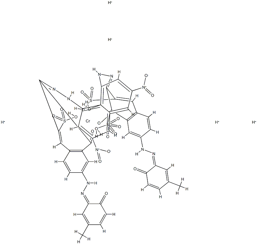 五氢化二[4-羟基-6-[(2-羟基-5-甲基苯基)偶氮]-3-[(2-羟-5-硝基-3-磺苯基)偶氮]-2-萘磺酰(4-)]合铬酸(5-)结构式