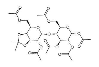 1,2,3,6-tetra-O-acetyl-4-O-(2,6-di-O-acetyl-3,4-O-isopropylidene-β-D-galactopyranosyl)-α-D-glucopyranose Structure