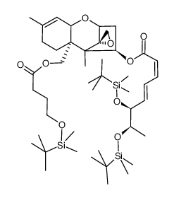 (2S,4'R,5a'R)-5a'-(((4-((tert-butyldimethylsilyl)oxy)butanoyl)oxy)methyl)-5',8'-dimethyl-2',3',4',5',5a',6',7',9a'-octahydrospiro[oxirane-2,10'-[2,5]methanobenzo[b]oxepin]-4'-yl (4E,6S,7R)-6,7-bis((tert-butyldimethylsilyl)oxy)octa-2,4-dienoate Structure