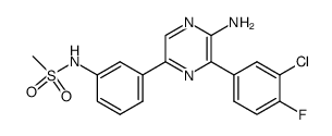 N-(3-(5-amino-6-(3-chloro-4-fluorophenyl)pyrazin-2-yl)phenyl)methanesulfonamide结构式