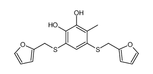 4,6-bis(furan-2-ylmethylsulfanyl)-3-methylbenzene-1,2-diol结构式