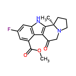 (R)-methyl 9-fluoro-11b-methyl-6-oxo-2,3,5,6,11,11b-hexahydro-1H-indolizino[8,7-b]indole-7-carboxylate结构式