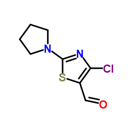 4-氯-2-(1-吡咯烷)-5-噻唑甲醛结构式