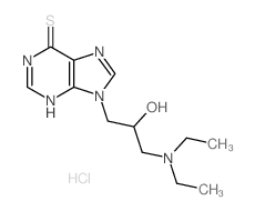 6H-Purine-6-thione,9-[3-(diethylamino)-2-hydroxypropyl]-1,9-dihydro-, hydrochloride (1:1)结构式