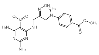 Benzoic acid,4-[[3-[(2,6-diamino-5-nitro-4-pyrimidinyl)amino]-2-(hydroxyimino)propyl]methylamino]-,methyl ester structure