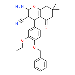 2-amino-4-[4-(benzyloxy)-3-ethoxyphenyl]-7,7-dimethyl-5-oxo-5,6,7,8-tetrahydro-4H-chromene-3-carbonitrile Structure