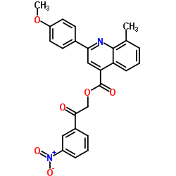 2-(3-Nitrophenyl)-2-oxoethyl 2-(4-methoxyphenyl)-8-methyl-4-quinolinecarboxylate结构式