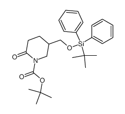 5-[[[(1,1-dimethylethyl)diphenylsilyl]oxy]methyl]-2-oxo-1-piperidinecarboxylic acid 1,1-dimethylethyl ester结构式