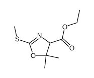 5,5-dimethyl-2-methylsulfanyl-4,5-dihydro-oxazole-4-carboxylic acid ethyl ester结构式