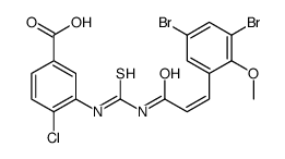 4-CHLORO-3-[[[[3-(3,5-DIBROMO-2-METHOXYPHENYL)-1-OXO-2-PROPENYL]AMINO]THIOXOMETHYL]AMINO]-BENZOIC ACID structure