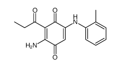 3-Amino-6-(o-methylanilino)-2-propionyl-1,4-benzochinon结构式