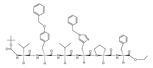 Boc-Val-Tyr(CH2Ph)-Val-His(CH2Ph)-Pro-Phe-OEt结构式