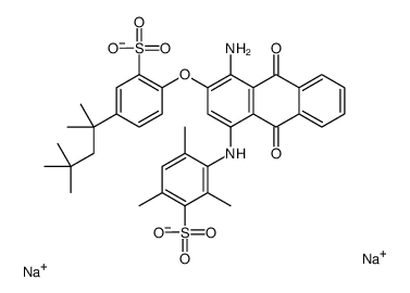 disodium 3-[[4-amino-9,10-dihydro-9,10-dioxo-3-[2-sulphonato-4-(1,1,3,3-tetramethylbutyl)phenoxy]-1-anthryl]amino]-2,4,6-trimethylbenzenesulphonate structure