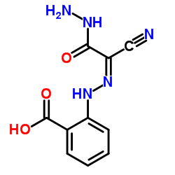 2-[(2Z)-2-(1-Cyano-2-hydrazino-2-oxoethylidene)hydrazino]benzoic acid结构式