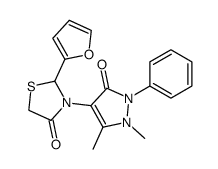 4-(2-(furan-2-yl)-4-oxothiazolidin-3-yl)-1,2-dihydro-2,3-dimethyl-1-phenylpyrazol-5-one结构式