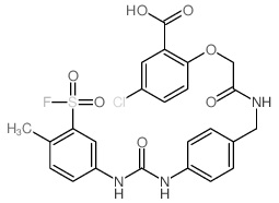 5-chloro-2-[[4-[(3-fluorosulfonyl-4-methyl-phenyl)carbamoylamino]phenyl]methylcarbamoylmethoxy]benzoic acid structure