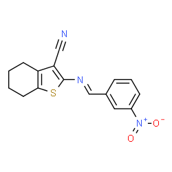 (E)-2-((3-nitrobenzylidene)amino)-4,5,6,7-tetrahydrobenzo[b]thiophene-3-carbonitrile Structure