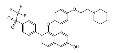 5-[4-(2-piperidin-1-yl-ethoxy)-phenoxy]-6-(4-trifluoromethanesulfonyl-phenyl)-naphthalen-2-ol Structure