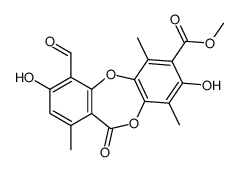 3,8-Dihydroxy-4-formyl-1,6,9-trimethyl-11-oxo-11H-dibenzo[b,e][1,4]dioxepin-7-carboxylic acid methyl ester Structure